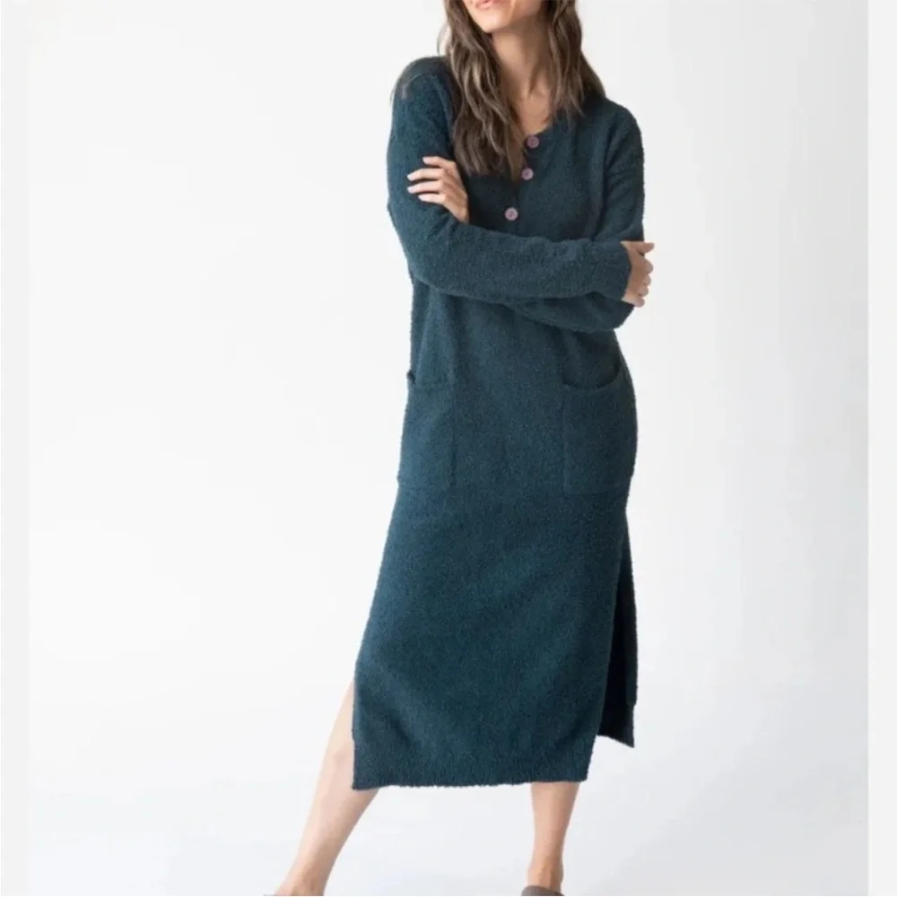 Cozy Teal Long Sweater nightgown - Picture 1 of 5